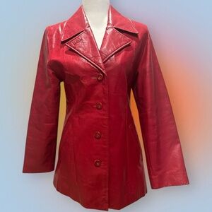 Vintage Albert Duke Red Genuine Leather Jacket, Size M